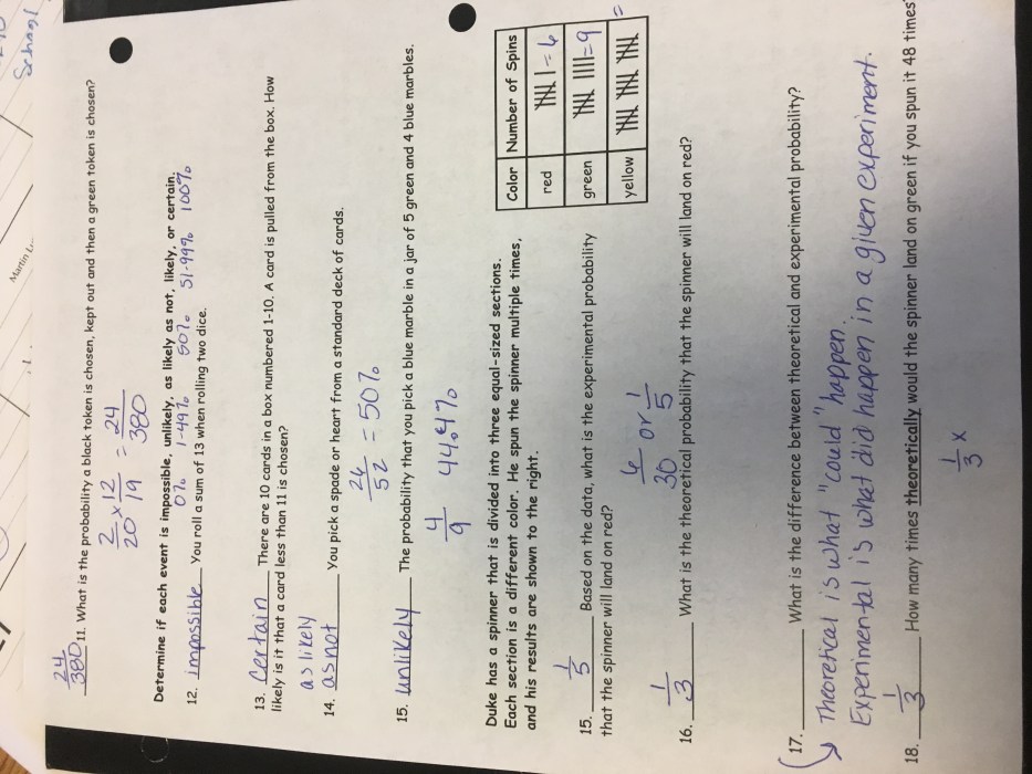 Unit 11 probability and statistics homework 2 theoretical probability answers